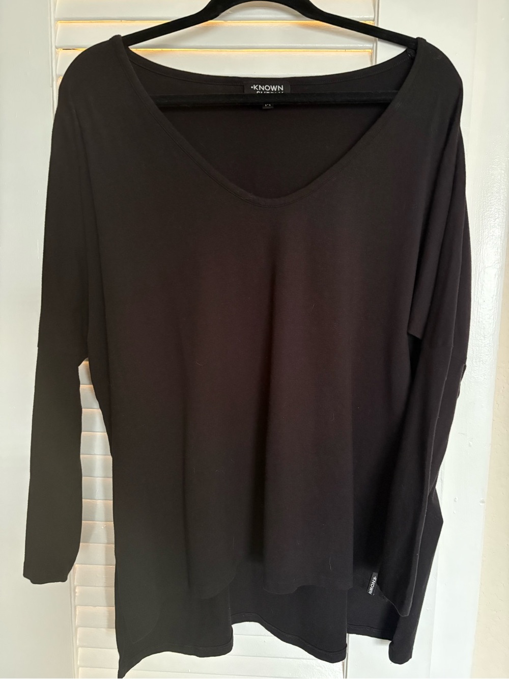 KNOWN SUPPLY- Black Long Sleeve Scoop Neck Top - Lightweight Everyday Tee
